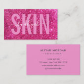 Huidverzorging Typografie Glitter Pink Sparkly Visitekaartje (Voorkant / Achterkant)