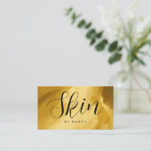 Huidverzorging Typografie Gold Brush Stroke Visitekaartje (Staand voorkant)