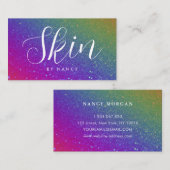 Huidverzorging Typografie Rainbow Glitter Visitekaartje (Voorkant / Achterkant)