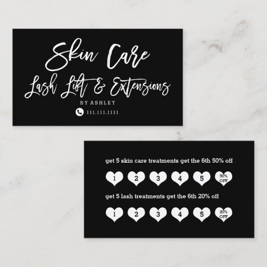 Huidverzorging zweeft zwarte trouw visitekaartje (Voorkant / Achterkant)