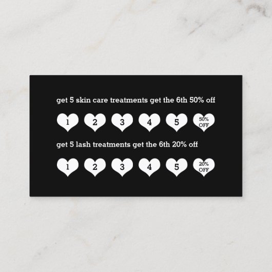 Huidverzorging zweeft zwarte trouw visitekaartje (Achterkant)