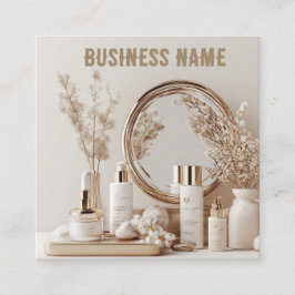 Huidverzorgingsproducten met bloemenaccenten vierkante visitekaartje