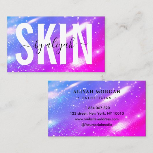 Huidverzorgingsspecialist bold Typography Holograp Visitekaartje (Voorkant / Achterkant)