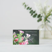 Huidvogel in rode en witte bloemen visitekaartje (Staand voorkant)