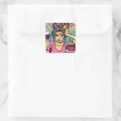 Huil als je Pop wilt worden van Art Birthday Vierkante Sticker (Tas)