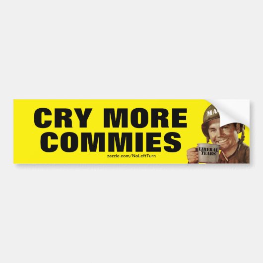 Huil meer commies bumpersticker (Voorkant)