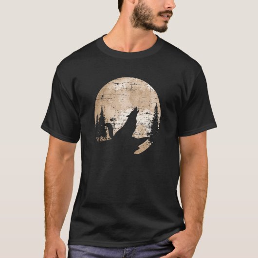 Huile Wolf Roofdier Bos Dier Volle Maan Wolf T-shirt (Voorkant)