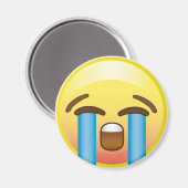 Huilen droevige tranen emoji geel gezicht magneet (Voorkant / Achterkant)