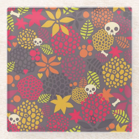 Huilen en bloemen. glazen onderzetter (Voorkant)