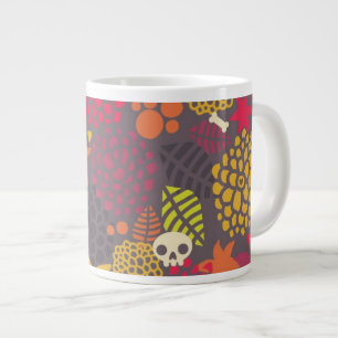 Huilen en bloemen. grote koffiekop
