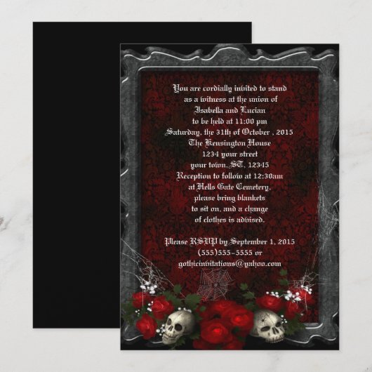 Huilen en Rozen Gothic bruiloft Kaart (Voorkant / Achterkant)