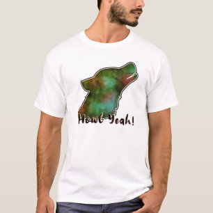 Huilen Ja! Ruimte Sterrenstelsel Wolf Silhouet T-S T-shirt