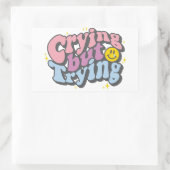 Huilen maar proberen rechthoekige sticker (Tas)