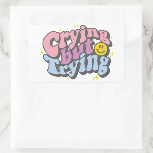 Huilen maar proberen rechthoekige sticker (Tas)