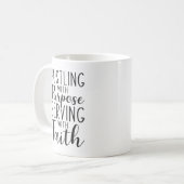 Huilen met doel, dienen met geloof koffiemok (Voorkant links)