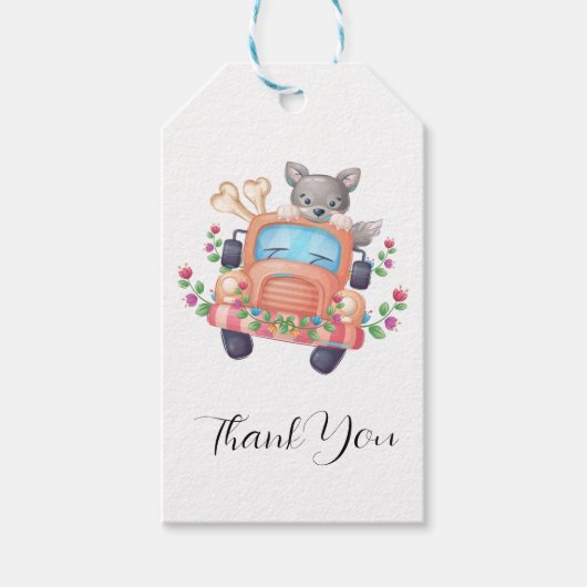 Huilen met Joy Cute Grijze Wolf Cadeaulabel (Voorkant)