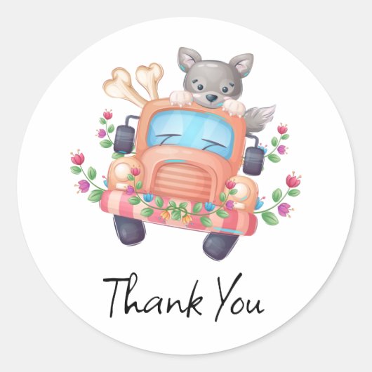 Huilen met Joy Cute Grijze Wolf Ronde Sticker (Voorkant)