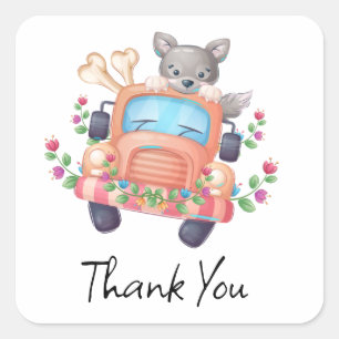 Huilen met Joy Cute Grijze Wolf Vierkante Sticker