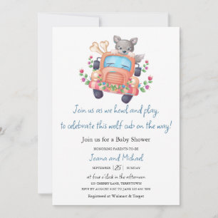 Huilen met Joy Cute Wolf Boy Baby shower Invita Kaart