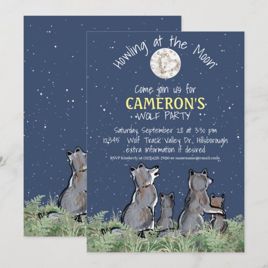 Huilen naar de Maan Wolf Feest Custom Feestviering Kaart (Voorkant / Achterkant)