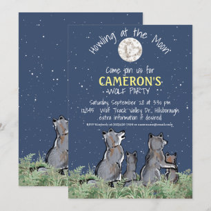 Huilen naar de Maan Wolf Feest Custom Feestviering Kaart