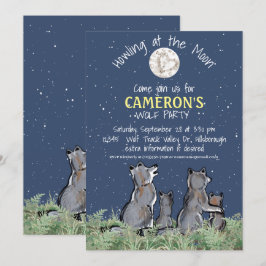 Huilen naar de Maan Wolf Party Aangepaste Viering Kaart