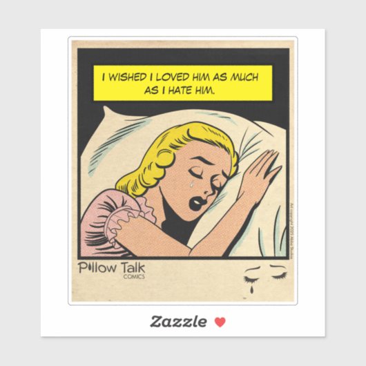 huilen Retro Romance Comic Book Panel Sticker (Vel)