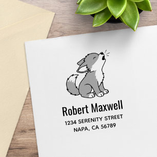 Huilend grijze wolfjong adres rubberstempel