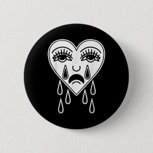 Huilend Hart Amerikaans Traditioneel Tattoo Old Sc Ronde Button 5,7 Cm