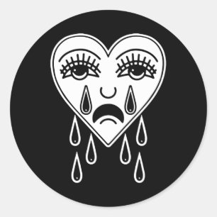 Huilend Hart Amerikaans Traditioneel Tattoo Old Sc Ronde Sticker