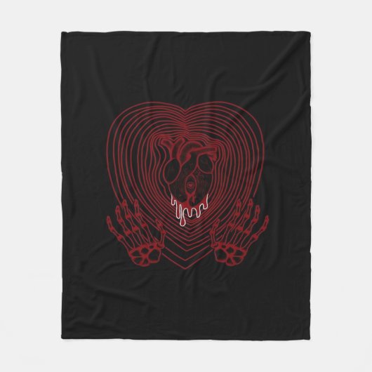 Huilend Hart In Rood - Skelet Handen Harten Fleece Deken (Voorkant)