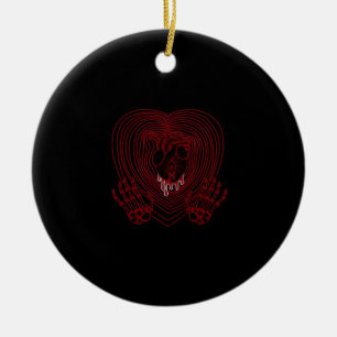 Huilend Hart In Rood - Skelet Handen Harten Keramisch Ornament