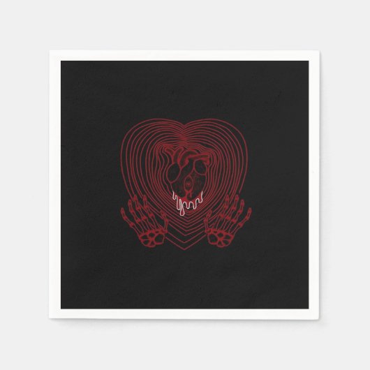 Huilend Hart In Rood - Skelet Handen Harten Servet (Voorkant)