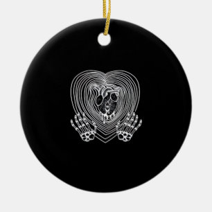 Huilend Hart In Wit - Skelet Handen Harten Keramisch Ornament