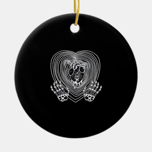 Huilend Hart In Wit - Skelet Handen Harten Keramisch Ornament (Voorkant)