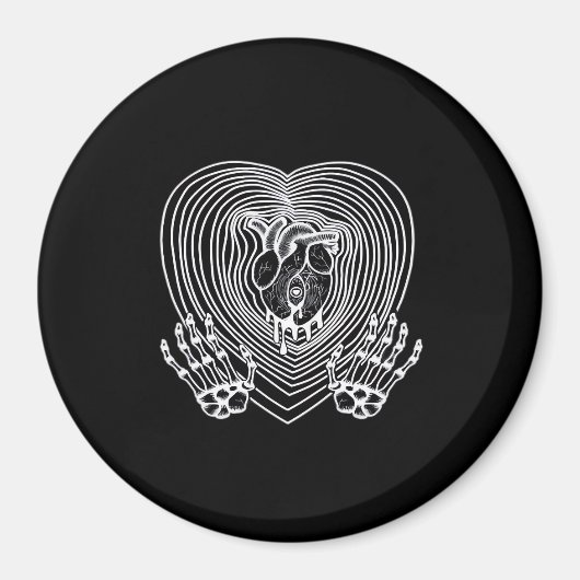 Huilend Hart In Wit - Skelet Handen Harten Magneet (Voorkant)