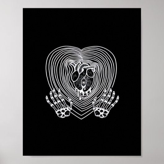 Huilend Hart In Wit - Skelet Handen Harten Poster (Voorkant)