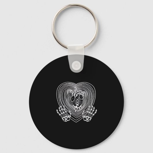 Huilend Hart In Wit - Skelet Handen Harten Sleutelhanger (Voorkant)
