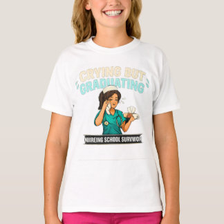 Huilend Maar Afstuderend Grappig Verpleegkundig Af T-shirt