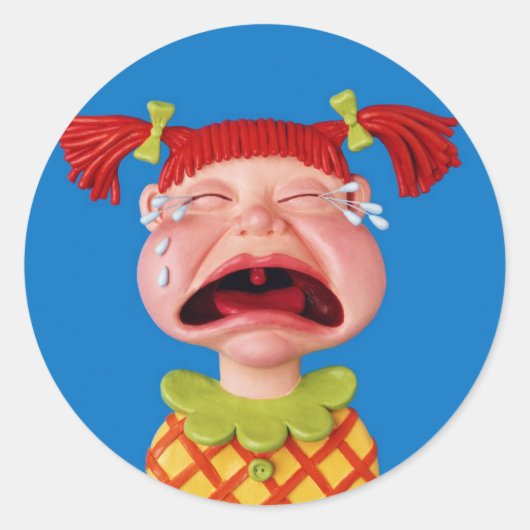 Huilend meisje ronde sticker (Voorkant)