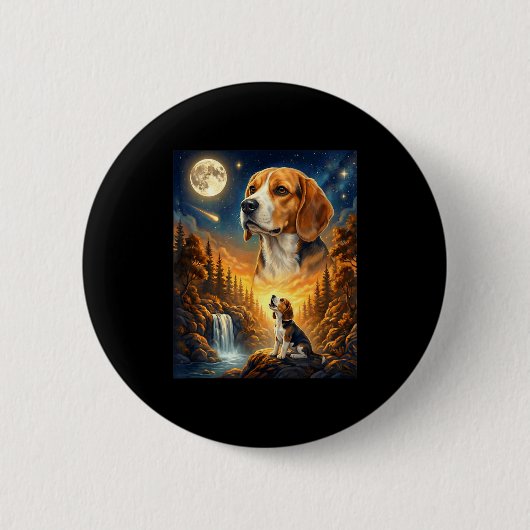 Huilend naar de maan meme dier hond beagle ronde button 5,7 cm (Voorkant)