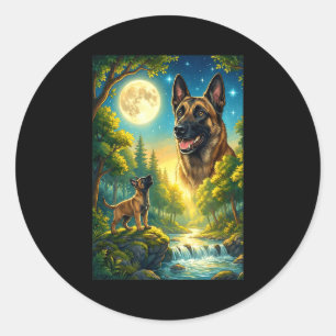 Huilend naar de maan meme dier hond belgisch ronde sticker