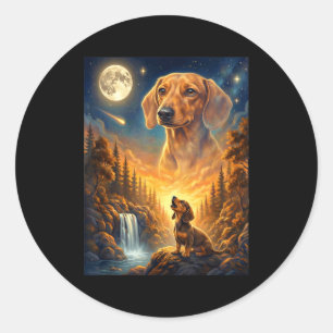Huilend naar de maan meme dier hond dachshund  ronde sticker