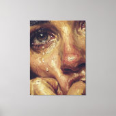Huilend Portret Olie Schilderij — Getextureerd Emo Canvas Afdruk (Voorkant)