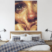 Huilend Portret Olie Schilderij — Getextureerd Emo Canvas Afdruk (Insitu (Slaapkamer))