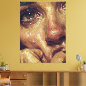 Huilend Portret Olie Schilderij — Getextureerd Emo Canvas Afdruk (Insitu (Woonkamer))