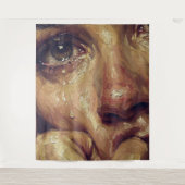 Huilend Portret Olie Schilderij — Getextureerd Emo Wandkleed (Voorkant)