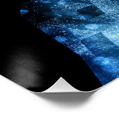 Huilend Wolf blauw sprankelend rook silhouet zwart Perfect Poster (Hoek)