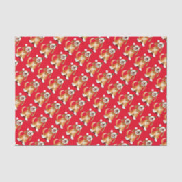 Huilend zingende hond rood kerstweefsel papier