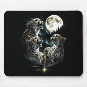 Huilende 3 cheeta naar maan vintage retro stijl 90 muismat